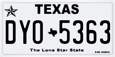 TX license plate DYO5363