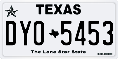 TX license plate DYO5453