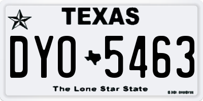 TX license plate DYO5463