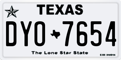 TX license plate DYO7654