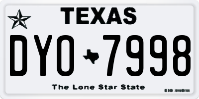 TX license plate DYO7998