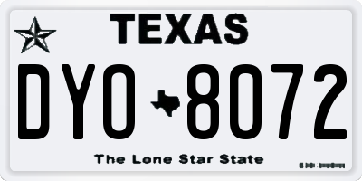 TX license plate DYO8072