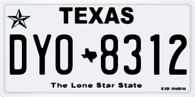 TX license plate DYO8312