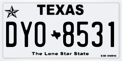 TX license plate DYO8531