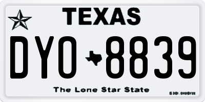 TX license plate DYO8839