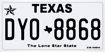 TX license plate DYO8868