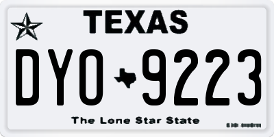 TX license plate DYO9223