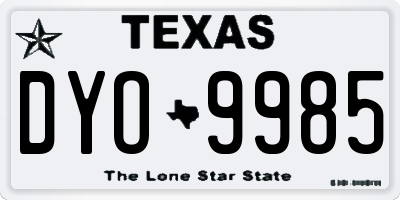 TX license plate DYO9985