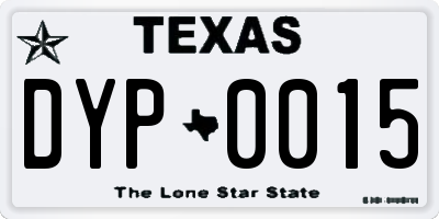 TX license plate DYP0015