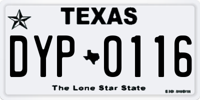 TX license plate DYP0116