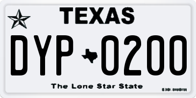 TX license plate DYP0200
