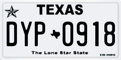 TX license plate DYP0918