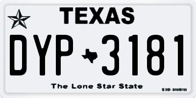 TX license plate DYP3181