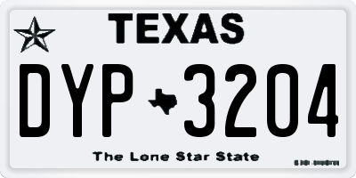 TX license plate DYP3204