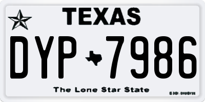 TX license plate DYP7986