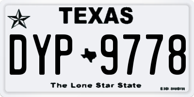 TX license plate DYP9778