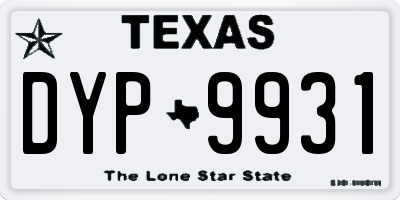 TX license plate DYP9931