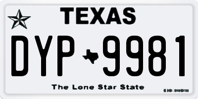 TX license plate DYP9981