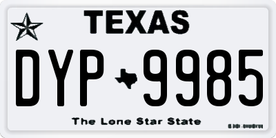 TX license plate DYP9985