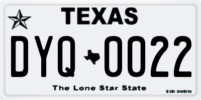 TX license plate DYQ0022