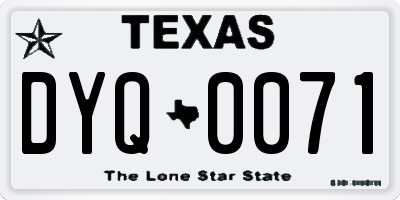 TX license plate DYQ0071