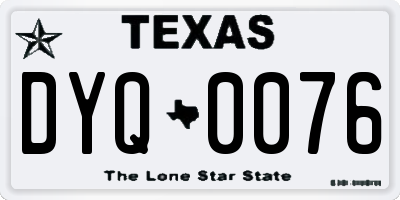TX license plate DYQ0076