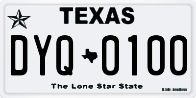 TX license plate DYQ0100