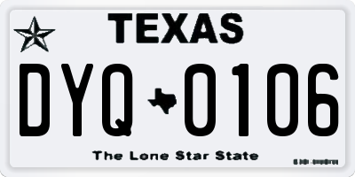 TX license plate DYQ0106