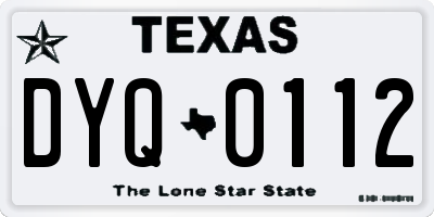TX license plate DYQ0112