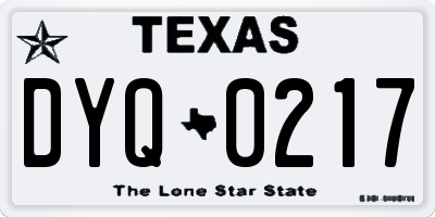 TX license plate DYQ0217