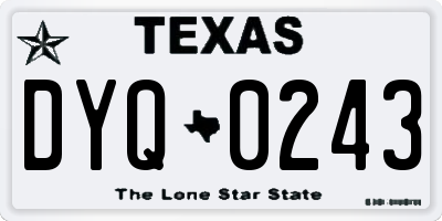 TX license plate DYQ0243