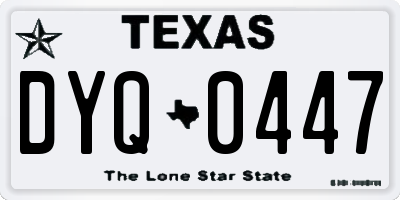TX license plate DYQ0447