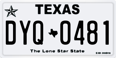 TX license plate DYQ0481
