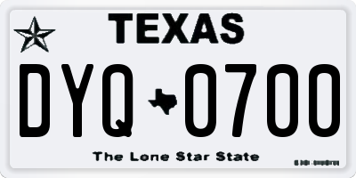 TX license plate DYQ0700