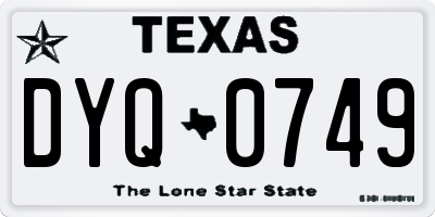 TX license plate DYQ0749