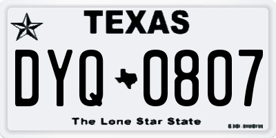 TX license plate DYQ0807