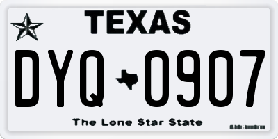 TX license plate DYQ0907