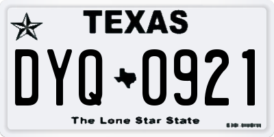 TX license plate DYQ0921