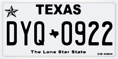 TX license plate DYQ0922