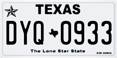 TX license plate DYQ0933