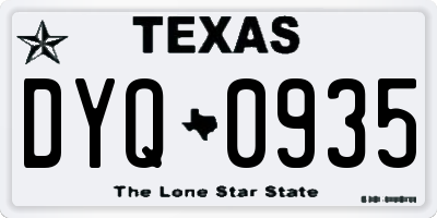 TX license plate DYQ0935