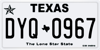 TX license plate DYQ0967