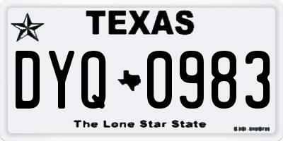 TX license plate DYQ0983