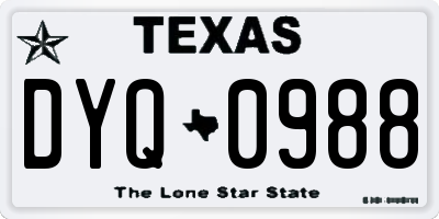 TX license plate DYQ0988