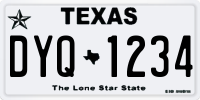 TX license plate DYQ1234