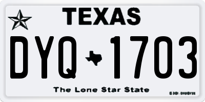 TX license plate DYQ1703
