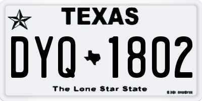 TX license plate DYQ1802