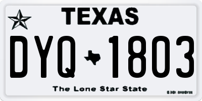 TX license plate DYQ1803