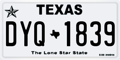 TX license plate DYQ1839