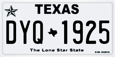TX license plate DYQ1925